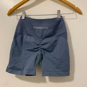 Blue gym shorts, Scrunch butt, Butt Lifting, High waisted.